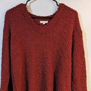 Cupio V Neck Orange Rust color Popcorn Sweater- Size Medium